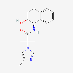 molecular formula C18H23N3O2 B7349620 N-[(1S,2R)-2-hydroxy-1,2,3,4-tetrahydronaphthalen-1-yl]-2-methyl-2-(4-methylimidazol-1-yl)propanamide 