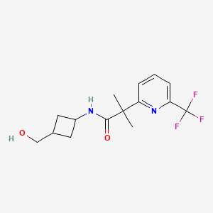 molecular formula C15H19F3N2O2 B7349654 N-[3-(hydroxymethyl)cyclobutyl]-2-methyl-2-[6-(trifluoromethyl)pyridin-2-yl]propanamide 