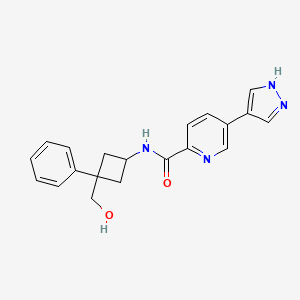 molecular formula C20H20N4O2 B7349691 N-[3-(hydroxymethyl)-3-phenylcyclobutyl]-5-(1H-pyrazol-4-yl)pyridine-2-carboxamide 