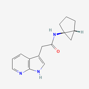 molecular formula C15H17N3O B7349738 N-[(1R,5R)-1-bicyclo[3.1.0]hexanyl]-2-(1H-pyrrolo[2,3-b]pyridin-3-yl)acetamide 