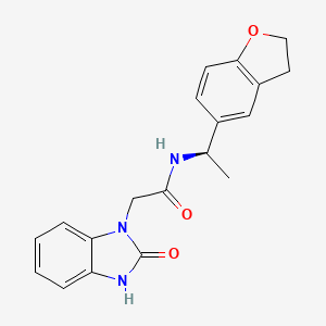 molecular formula C19H19N3O3 B7349842 N-[(1R)-1-(2,3-dihydro-1-benzofuran-5-yl)ethyl]-2-(2-oxo-3H-benzimidazol-1-yl)acetamide 