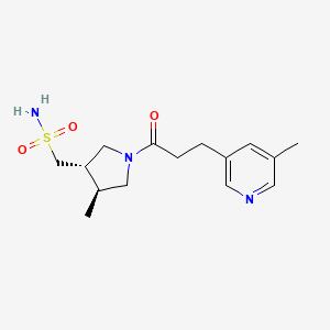 molecular formula C15H23N3O3S B7349963 [(3S,4S)-4-methyl-1-[3-(5-methylpyridin-3-yl)propanoyl]pyrrolidin-3-yl]methanesulfonamide 