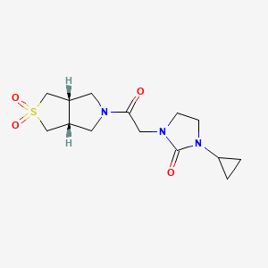 molecular formula C14H21N3O4S B7349986 1-[2-[(3aR,6aS)-2,2-dioxo-1,3,3a,4,6,6a-hexahydrothieno[3,4-c]pyrrol-5-yl]-2-oxoethyl]-3-cyclopropylimidazolidin-2-one 
