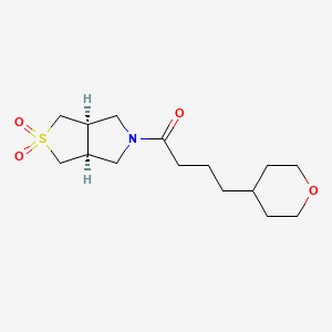 molecular formula C15H25NO4S B7350015 1-[(3aS,6aR)-2,2-dioxo-1,3,3a,4,6,6a-hexahydrothieno[3,4-c]pyrrol-5-yl]-4-(oxan-4-yl)butan-1-one 