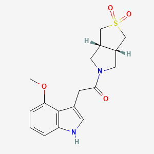 molecular formula C17H20N2O4S B7350056 1-[(3aS,6aR)-2,2-dioxo-1,3,3a,4,6,6a-hexahydrothieno[3,4-c]pyrrol-5-yl]-2-(4-methoxy-1H-indol-3-yl)ethanone 