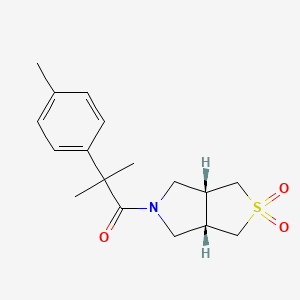 molecular formula C17H23NO3S B7350100 1-[(3aS,6aR)-2,2-dioxo-1,3,3a,4,6,6a-hexahydrothieno[3,4-c]pyrrol-5-yl]-2-methyl-2-(4-methylphenyl)propan-1-one 