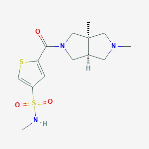 molecular formula C14H21N3O3S2 B7350291 5-[(3aR,6aS)-2,3a-dimethyl-3,4,6,6a-tetrahydro-1H-pyrrolo[3,4-c]pyrrole-5-carbonyl]-N-methylthiophene-3-sulfonamide 