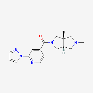 molecular formula C17H21N5O B7350330 [(3aS,6aR)-2,3a-dimethyl-3,4,6,6a-tetrahydro-1H-pyrrolo[3,4-c]pyrrol-5-yl]-(2-pyrazol-1-ylpyridin-4-yl)methanone 
