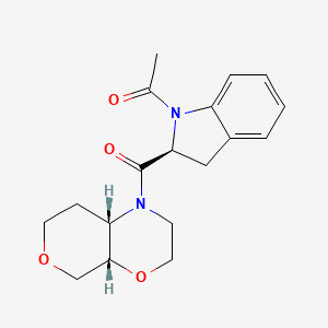 molecular formula C18H22N2O4 B7350654 1-[(2S)-2-[(4aS,8aS)-3,4a,5,7,8,8a-hexahydro-2H-pyrano[3,4-b][1,4]oxazine-1-carbonyl]-2,3-dihydroindol-1-yl]ethanone 