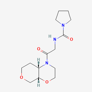 molecular formula C14H23N3O4 B7350778 N-[2-[(4aS,8aS)-3,4a,5,7,8,8a-hexahydro-2H-pyrano[3,4-b][1,4]oxazin-1-yl]-2-oxoethyl]pyrrolidine-1-carboxamide 