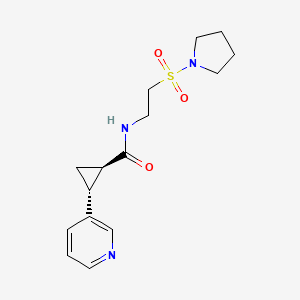 molecular formula C15H21N3O3S B7350852 (1R,2R)-2-pyridin-3-yl-N-(2-pyrrolidin-1-ylsulfonylethyl)cyclopropane-1-carboxamide 