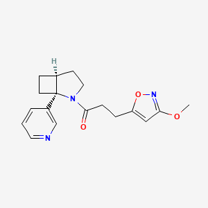 molecular formula C18H21N3O3 B7350864 3-(3-methoxy-1,2-oxazol-5-yl)-1-[(1S,5S)-1-pyridin-3-yl-2-azabicyclo[3.2.0]heptan-2-yl]propan-1-one 