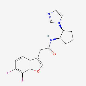 molecular formula C18H17F2N3O2 B7350868 2-(6,7-difluoro-1-benzofuran-3-yl)-N-[(1R,2S)-2-imidazol-1-ylcyclopentyl]acetamide 
