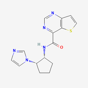 molecular formula C15H15N5OS B7350914 N-[(1R,2S)-2-imidazol-1-ylcyclopentyl]thieno[3,2-d]pyrimidine-4-carboxamide 