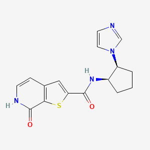 molecular formula C16H16N4O2S B7350916 N-[(1R,2S)-2-imidazol-1-ylcyclopentyl]-7-oxo-6H-thieno[2,3-c]pyridine-2-carboxamide 