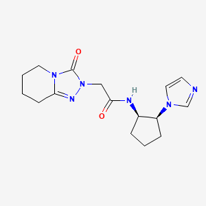 molecular formula C16H22N6O2 B7350921 N-[(1R,2S)-2-imidazol-1-ylcyclopentyl]-2-(3-oxo-5,6,7,8-tetrahydro-[1,2,4]triazolo[4,3-a]pyridin-2-yl)acetamide 