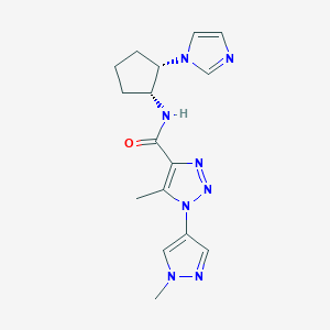 molecular formula C16H20N8O B7350928 N-[(1R,2S)-2-imidazol-1-ylcyclopentyl]-5-methyl-1-(1-methylpyrazol-4-yl)triazole-4-carboxamide 