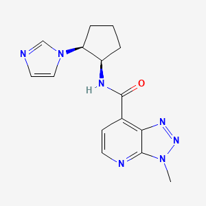 molecular formula C15H17N7O B7350945 N-[(1R,2S)-2-imidazol-1-ylcyclopentyl]-3-methyltriazolo[4,5-b]pyridine-7-carboxamide 