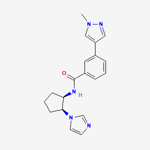 molecular formula C19H21N5O B7350971 N-[(1R,2S)-2-imidazol-1-ylcyclopentyl]-3-(1-methylpyrazol-4-yl)benzamide 