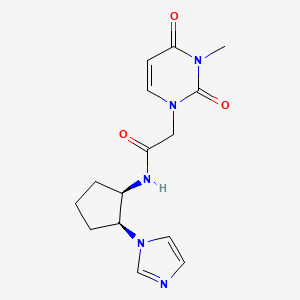 molecular formula C15H19N5O3 B7350995 N-[(1R,2S)-2-imidazol-1-ylcyclopentyl]-2-(3-methyl-2,4-dioxopyrimidin-1-yl)acetamide 