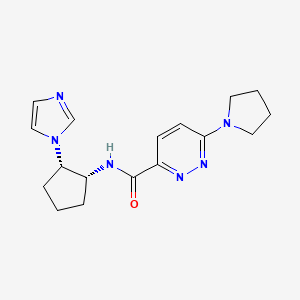 molecular formula C17H22N6O B7351010 N-[(1R,2S)-2-imidazol-1-ylcyclopentyl]-6-pyrrolidin-1-ylpyridazine-3-carboxamide 