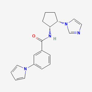 molecular formula C19H20N4O B7351011 N-[(1R,2S)-2-imidazol-1-ylcyclopentyl]-3-pyrrol-1-ylbenzamide 