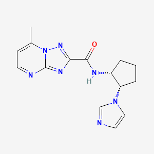 molecular formula C15H17N7O B7351017 N-[(1R,2S)-2-imidazol-1-ylcyclopentyl]-7-methyl-[1,2,4]triazolo[1,5-a]pyrimidine-2-carboxamide 