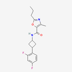 molecular formula C18H20F2N2O2 B7351061 N-[3-(2,4-difluorophenyl)cyclobutyl]-4-methyl-2-propyl-1,3-oxazole-5-carboxamide 