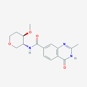 molecular formula C16H19N3O4 B7351117 N-[(3R,4R)-4-methoxyoxan-3-yl]-2-methyl-4-oxo-3H-quinazoline-7-carboxamide 