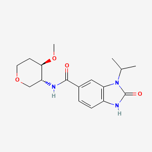 molecular formula C17H23N3O4 B7351141 N-[(3R,4R)-4-methoxyoxan-3-yl]-2-oxo-3-propan-2-yl-1H-benzimidazole-5-carboxamide 