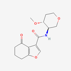 molecular formula C15H19NO5 B7351158 N-[(3R,4R)-4-methoxyoxan-3-yl]-4-oxo-6,7-dihydro-5H-1-benzofuran-3-carboxamide 