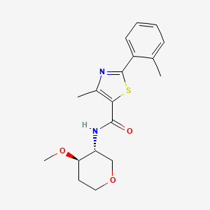 molecular formula C18H22N2O3S B7351168 N-[(3R,4R)-4-methoxyoxan-3-yl]-4-methyl-2-(2-methylphenyl)-1,3-thiazole-5-carboxamide 