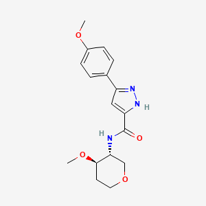 molecular formula C17H21N3O4 B7351181 N-[(3R,4R)-4-methoxyoxan-3-yl]-3-(4-methoxyphenyl)-1H-pyrazole-5-carboxamide 