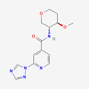 molecular formula C14H17N5O3 B7351237 N-[(3R,4R)-4-methoxyoxan-3-yl]-2-(1,2,4-triazol-1-yl)pyridine-4-carboxamide 