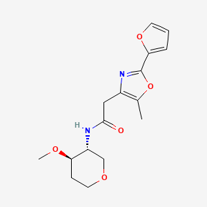 molecular formula C16H20N2O5 B7351244 2-[2-(furan-2-yl)-5-methyl-1,3-oxazol-4-yl]-N-[(3R,4R)-4-methoxyoxan-3-yl]acetamide 