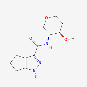 molecular formula C13H19N3O3 B7351262 N-[(3R,4R)-4-methoxyoxan-3-yl]-1,4,5,6-tetrahydrocyclopenta[c]pyrazole-3-carboxamide 