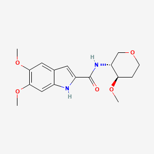 molecular formula C17H22N2O5 B7351272 5,6-dimethoxy-N-[(3R,4R)-4-methoxyoxan-3-yl]-1H-indole-2-carboxamide 