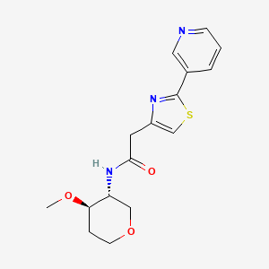 molecular formula C16H19N3O3S B7351275 N-[(3R,4R)-4-methoxyoxan-3-yl]-2-(2-pyridin-3-yl-1,3-thiazol-4-yl)acetamide 