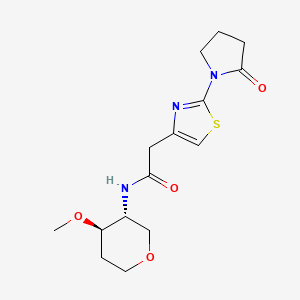 molecular formula C15H21N3O4S B7351311 N-[(3R,4R)-4-methoxyoxan-3-yl]-2-[2-(2-oxopyrrolidin-1-yl)-1,3-thiazol-4-yl]acetamide 