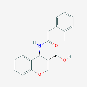 molecular formula C19H21NO3 B7351352 N-[(3R,4R)-3-(hydroxymethyl)-3,4-dihydro-2H-chromen-4-yl]-2-(2-methylphenyl)acetamide 