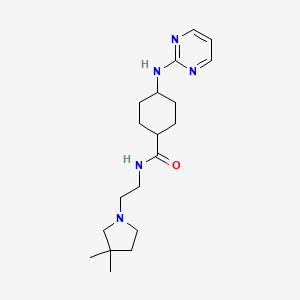 molecular formula C19H31N5O B7351405 N-[2-(3,3-dimethylpyrrolidin-1-yl)ethyl]-4-(pyrimidin-2-ylamino)cyclohexane-1-carboxamide 