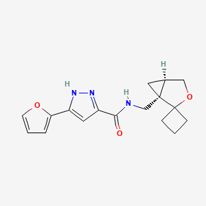 molecular formula C17H19N3O3 B7351459 5-(furan-2-yl)-N-[[(1S,5R)-spiro[3-oxabicyclo[3.1.0]hexane-2,1'-cyclobutane]-1-yl]methyl]-1H-pyrazole-3-carboxamide 