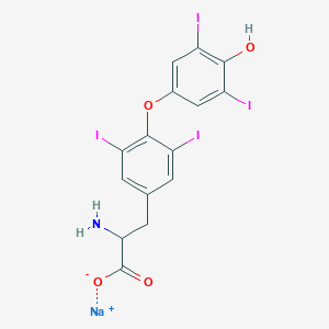 molecular formula C15H11I4NNaO4 B073517 thyroxine, DL-, sodium salt CAS No. 1491-91-4