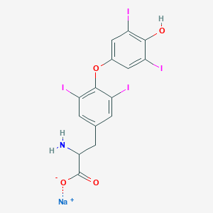 molecular formula C15H10I4NNaO4 B073517 thyroxine, DL-, sodium salt CAS No. 1491-91-4