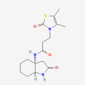 molecular formula C16H23N3O3S B7352121 N-[(3aR,7aS)-2-oxo-3,4,5,6,7,7a-hexahydro-1H-indol-3a-yl]-3-(4,5-dimethyl-2-oxo-1,3-thiazol-3-yl)propanamide 