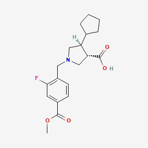 molecular formula C19H24FNO4 B7354751 (3S,4S)-4-cyclopentyl-1-[(2-fluoro-4-methoxycarbonylphenyl)methyl]pyrrolidine-3-carboxylic acid 