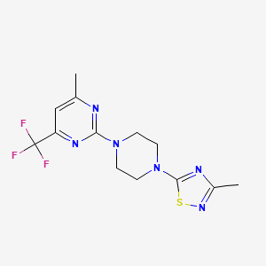 molecular formula C13H15F3N6S B7359552 4-Methyl-2-[4-(3-methyl-1,2,4-thiadiazol-5-yl)piperazin-1-yl]-6-(trifluoromethyl)pyrimidine 