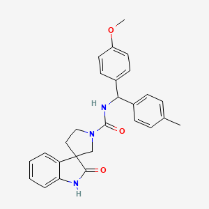molecular formula C27H27N3O3 B7359731 N-[(4-methoxyphenyl)-(4-methylphenyl)methyl]-2-oxospiro[1H-indole-3,3'-pyrrolidine]-1'-carboxamide 