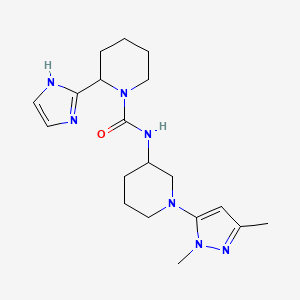 molecular formula C19H29N7O B7359775 N-[1-(2,5-dimethylpyrazol-3-yl)piperidin-3-yl]-2-(1H-imidazol-2-yl)piperidine-1-carboxamide 