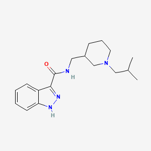 molecular formula C18H26N4O B7359782 N-[[1-(2-methylpropyl)piperidin-3-yl]methyl]-1H-indazole-3-carboxamide 